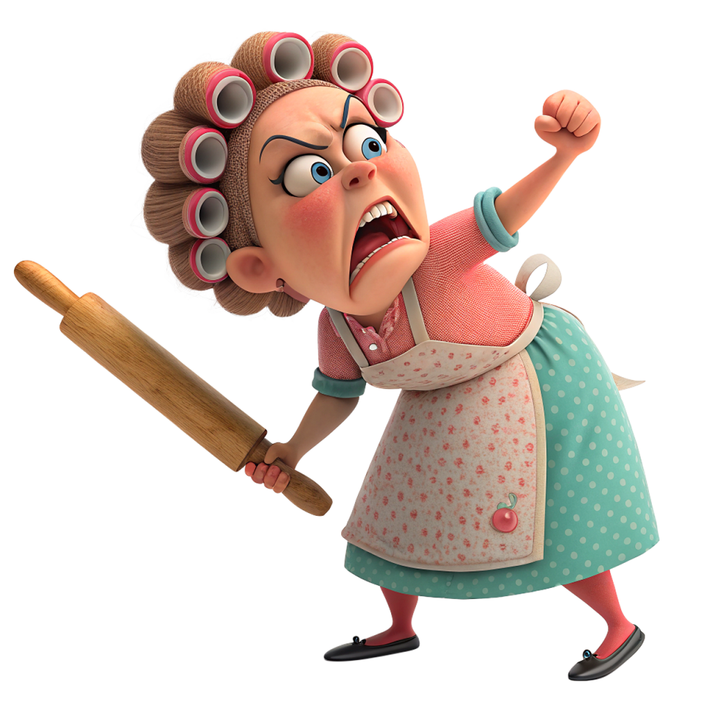 Angry housewife showing symptoms of excess estrogen Excess estrogen symptoms